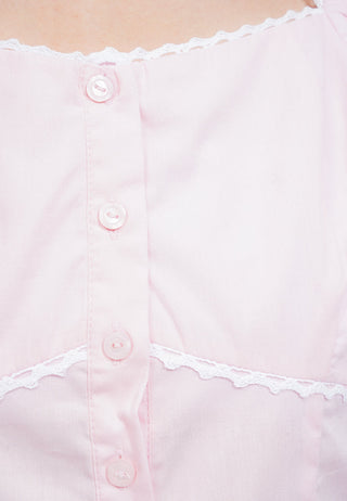 Puff Sleeve Blouse with Lace Trim
