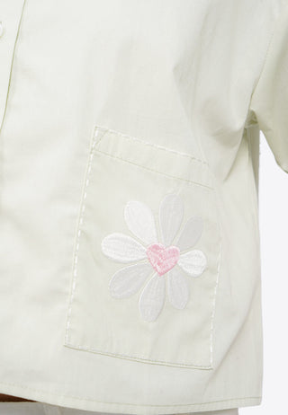 Embroidered Pocket Crop Blouse