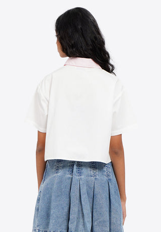 Embroidered Pocket Crop Blouse