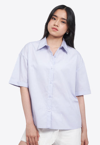 Back Shirring Short Sleeve Shirt