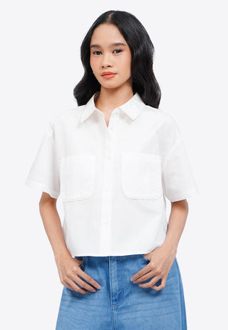Lace Trim Short Sleeve Shirt