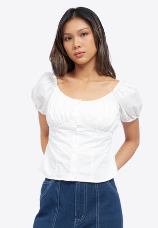 Button Up Short Sleeve Blouse