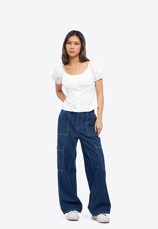 Button Up Short Sleeve Blouse
