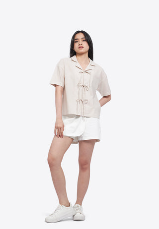 Tie Front Short Sleeve Blouse
