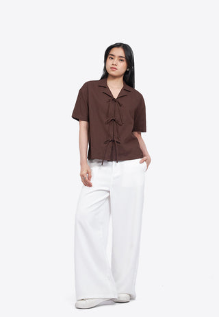 Tie Front Short Sleeve Blouse