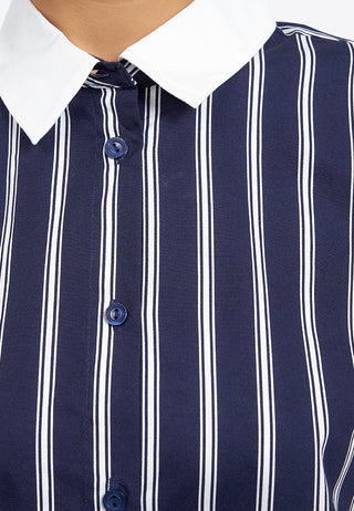 Short Sleeve Stripes Crop Shirt