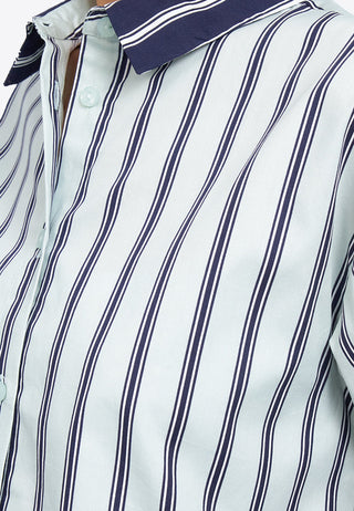 Short Sleeve Stripes Crop Shirt