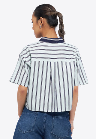 Short Sleeve Stripes Crop Shirt