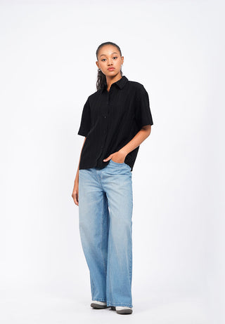 Oversized Short Sleeve Crinkle Shirt