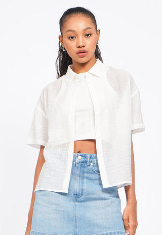 Oversized Short Sleeve Crinkle Shirt