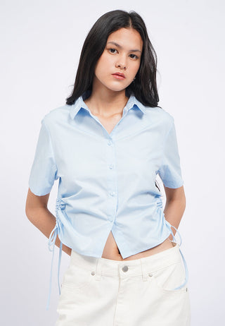 Side Ruched Short Sleeve Crop Shirt