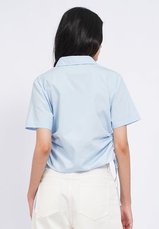Side Ruched Short Sleeve Crop Shirt