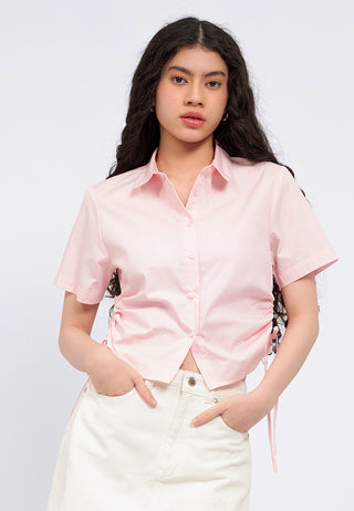 Side Ruched Short Sleeve Crop Shirt