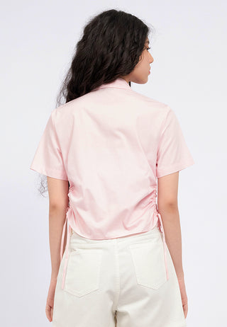 Side Ruched Short Sleeve Crop Shirt