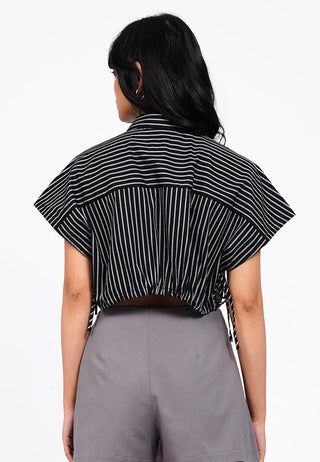 Tie Details Short Sleeve Stripes Shirt