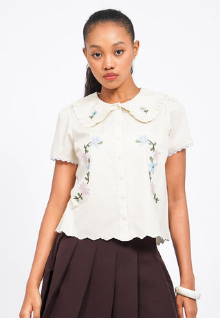 Embroidered Short Sleeve Blouse