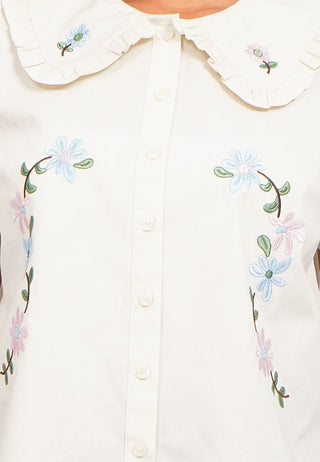 Embroidered Short Sleeve Blouse