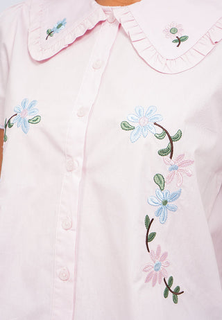 Embroidered Short Sleeve Blouse
