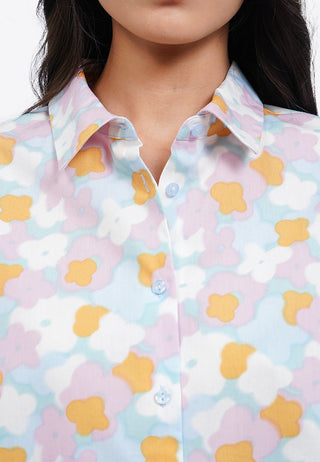 Balloon Sleeves Printed Blouse