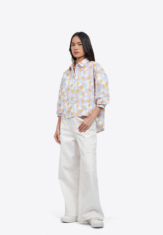 Balloon Sleeves Printed Blouse