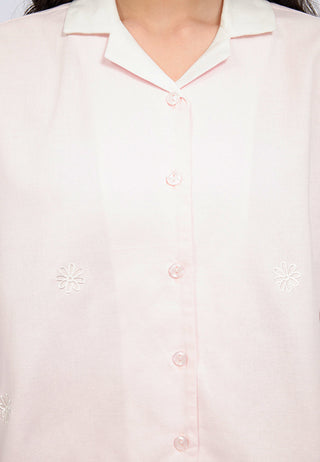 Contrast Collar Short Sleeve Shirt