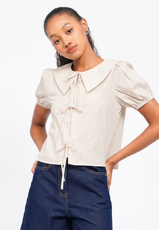Gingham Short Sleeve Blouse