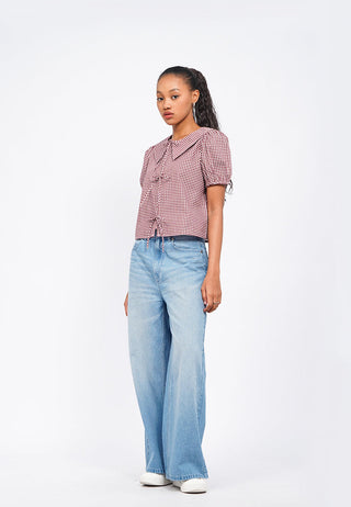 Gingham Short Sleeve Blouse