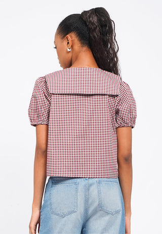 Gingham Short Sleeve Blouse