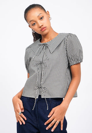 Gingham Short Sleeve Blouse