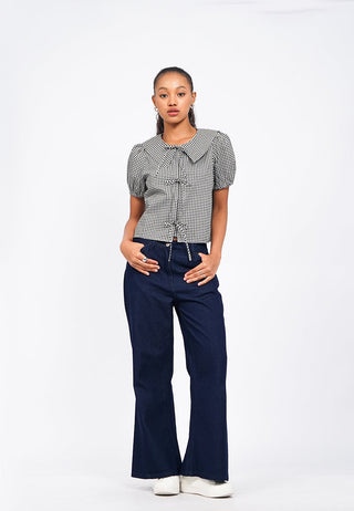 Gingham Short Sleeve Blouse