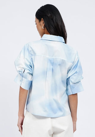Loose Printed Puff Sleeve Shirt