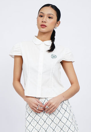 Cap Sleeve Blouse with Front Embroidery