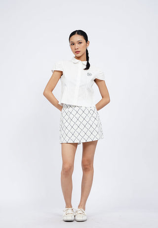 Cap Sleeve Blouse with Front Embroidery