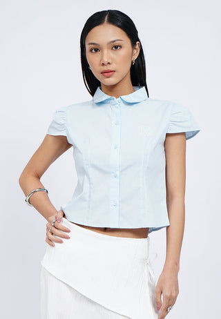 Cap Sleeve Blouse with Front Embroidery