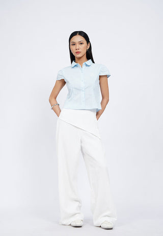 Cap Sleeve Blouse with Front Embroidery