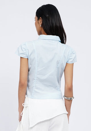 Cap Sleeve Blouse with Front Embroidery