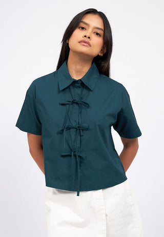 Ribbon Detail Short Sleeve Shirt