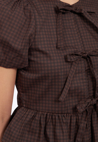 Puff Sleeve Blouse with Front Tie