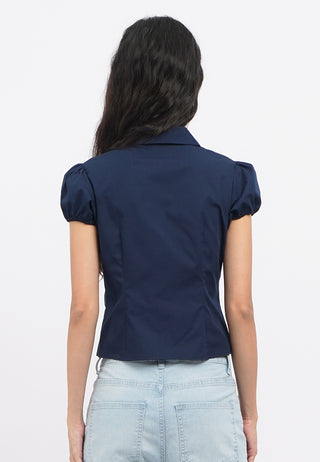 Ruched Details Short Sleeve Blouse