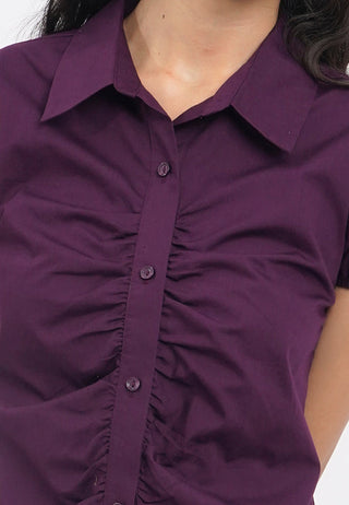 Ruched Details Short Sleeve Blouse