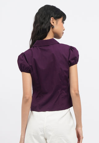 Ruched Details Short Sleeve Blouse
