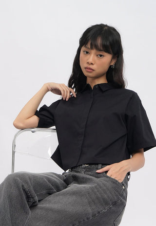 Oversized Crop Short Sleeve Shirt