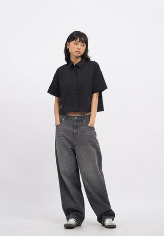 Oversized Crop Short Sleeve Shirt