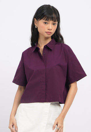 Oversized Crop Short Sleeve Shirt