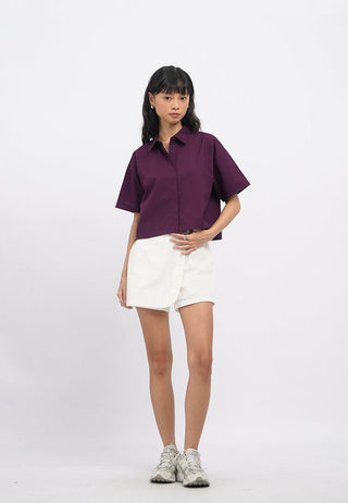 Oversized Crop Short Sleeve Shirt