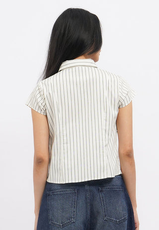 Zip Up Fitted Stripes Shirt