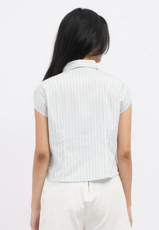 Zip Up Fitted Stripes Shirt