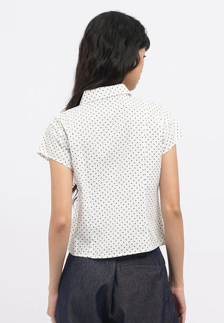 Zip Up Printed Crop Blouse