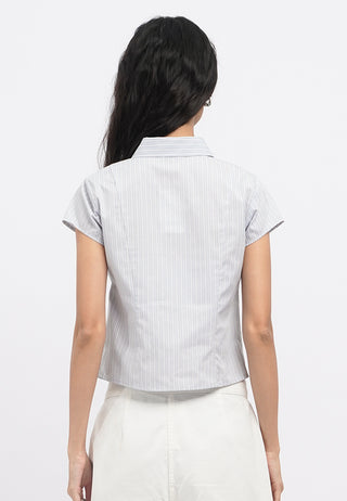 Zip Up Printed Crop Blouse