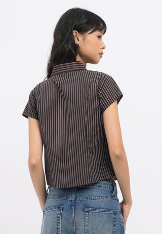 Zip Up Printed Crop Blouse